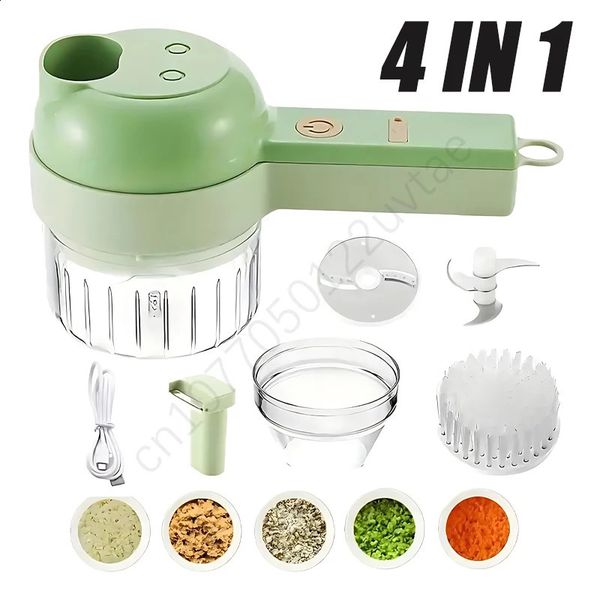 4 in 1 Multi-function Vegetable Processing Machine Portable Vegetable Cutter Set USB Electric Masher Kitchen Appliances 250110