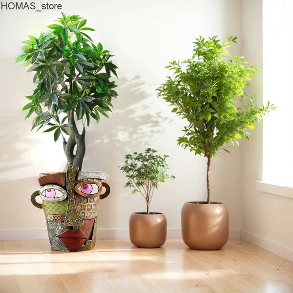 Planters Pots Funny Picasso Abstract Face Flower Pot Head Planter Outdoor Courtyard Crafts Ornaments Green Plant Balcony Large Diameter Crea