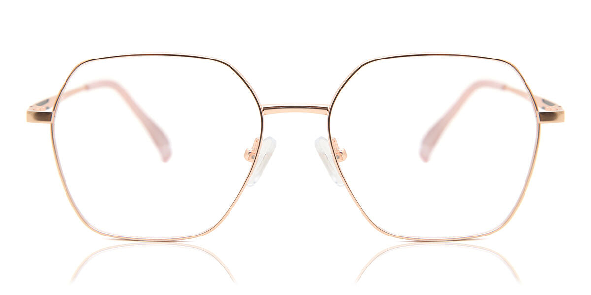 Geometric Full Rim Metal Men's  Prescription Glasses Online Rose-Gold Size 53 - Free Lenses - Blue Light Block Available - SmartBuy Collection