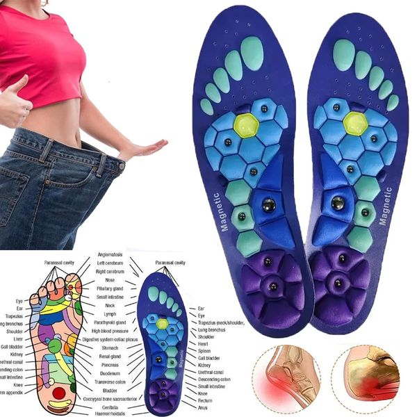1Pair Acupressure Magnetic Therapy Insoles Slimming Breathable Running Shoes Cushion Feet Health Care Arch Support Sport Insoles 250211