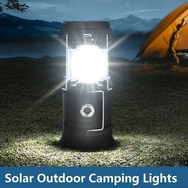 New Arrival Portable outdoor solar cam tent light charging spotlight 18650 battery waterproof flashlight fishing light Z241121