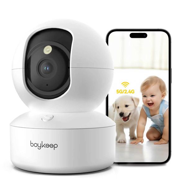 Camera BoyKeep 3MP 5G-2.4GHz WiFi Indoor Home Security IP Smart Baby Monitor Camera Automatic Tracking 24-7 Video Surveillance Camera Z24102