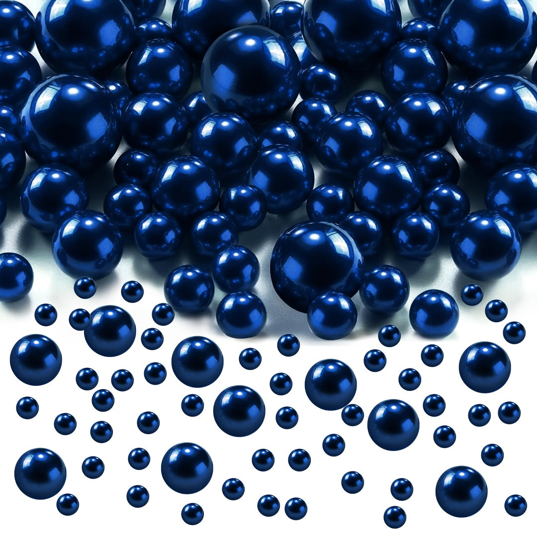 TEMU 455pcs Navy Blue Floating Beads For Centerpieces - No Hole Plastic Pearls, 5-8-16mm For Vases, Decor, Birthday & Wedding Party Table Accent