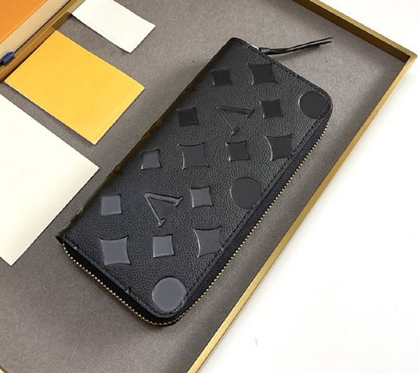 Fashion designer wallets luxury Empreinte zipper purses mens womens embossed flower letter Clemence long card holders slim money clutch bags