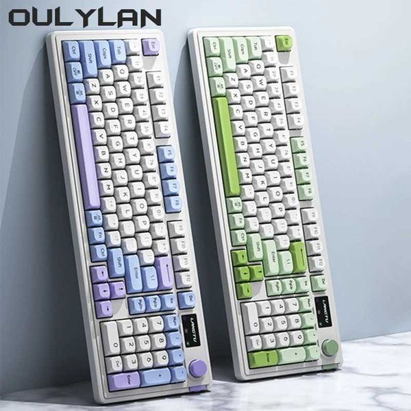 NEW L98 Third Mode Bluetooth Wireless 2.4G Wired Keyboard Mechanical Touch Feel E-sports Office RGB Luminous Keyboards ComputerM240715