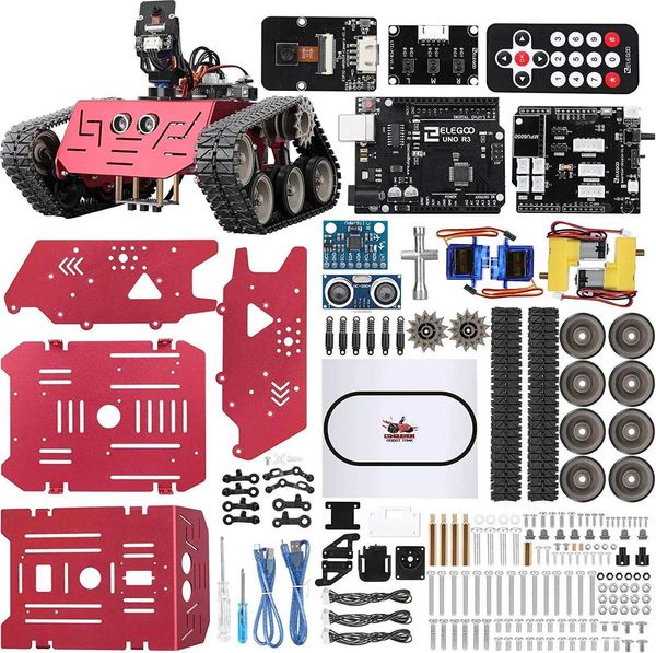 Electronics Robots ELEGOO Conqueror Robot Tank with UNO R3 IR Remote etc. Intelligent and Educational Toy Car Robotic Kit Compatible with Ar