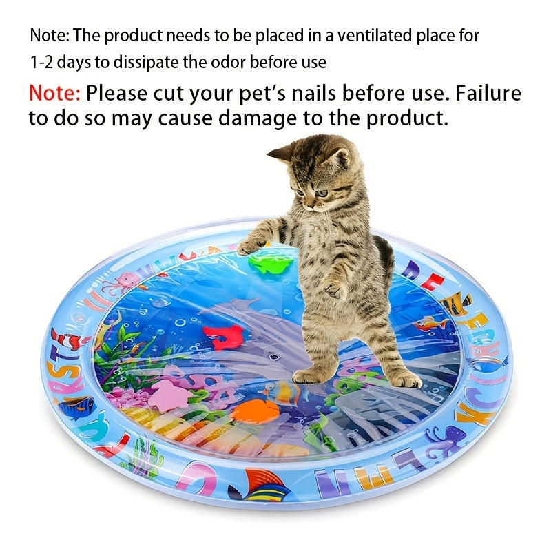 TEMU Interactive Cat Toy Mat With Floating , Pvc Indoor Cat Entertainment Ball Toy, Suitable For Tap Water