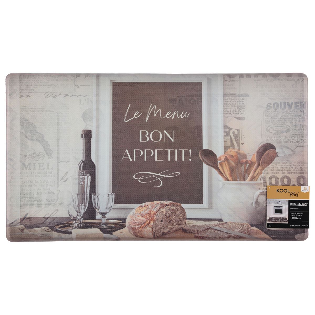 Oil & Stain Resistant Anti-Fatigue Printed Kitchen Floor Mat - Bon Appetit - 20" x 36"