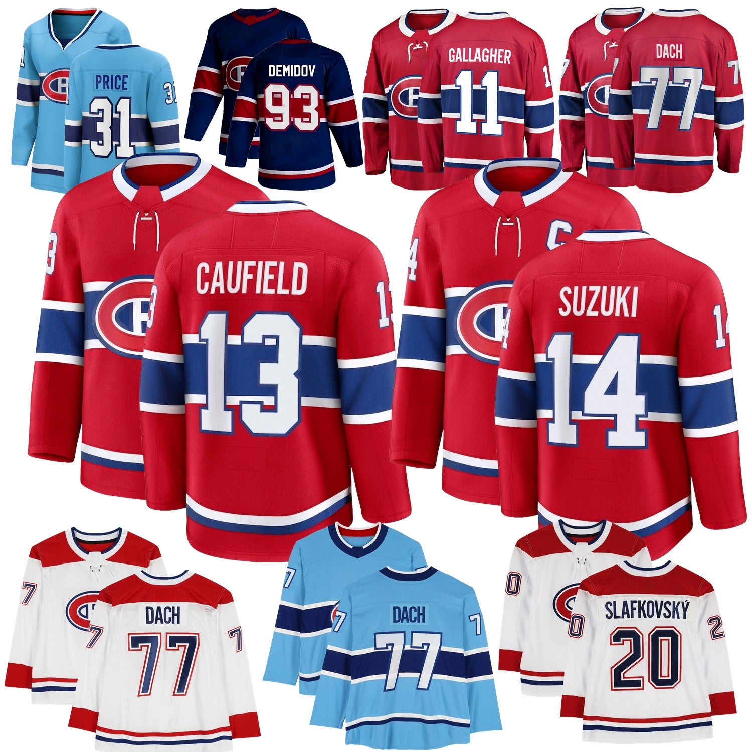 Montreal Hockey Jersey Cole Caufield Nick Suzuki Lane Hutson Juraj Slafkovsky canadians Ivan Demidov Patrik Laine Noah Dobson Arber Xhekaj Gallagher