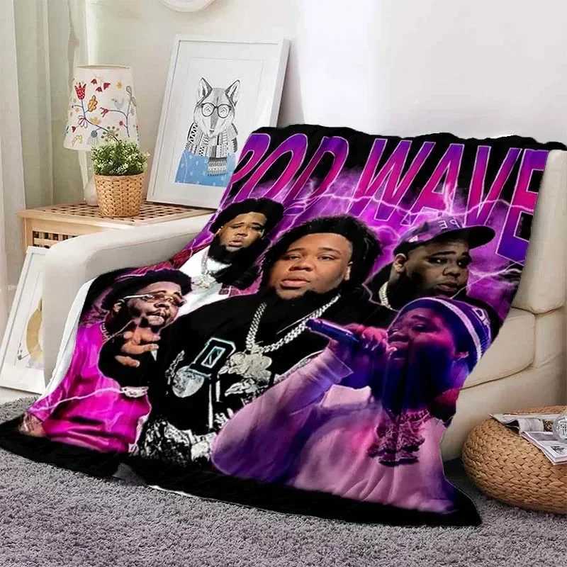 Hip Hop Rapper Blanket Rod Wave Flannel Blanket Soft Warm Throw Bedroom Decor Napping Couch Sofa Bed Chair Cover for Boys GirlsXJ241210