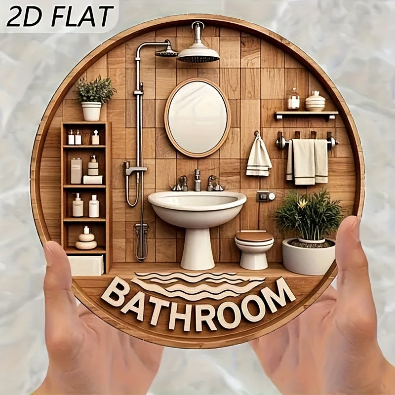 TEMU 2d Flat 1pc Classic Round Wooden Wall Hanging Decor Manufactured Retro No Electricity Required Suitable For Bedroom Farmhouse Or Wall Decor As