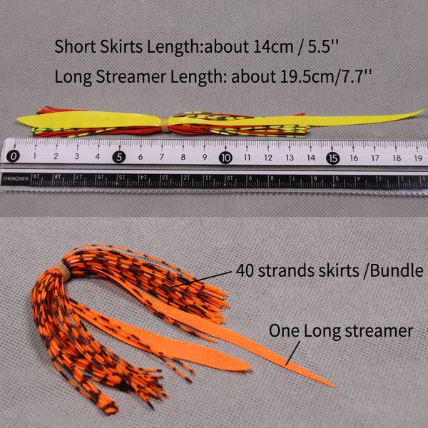 10 Bundles Double Colors Mixed Silicone Skirt Trailer Replacement for Slider Jigs Squid Madai Snapper Jigging Fishing Lure