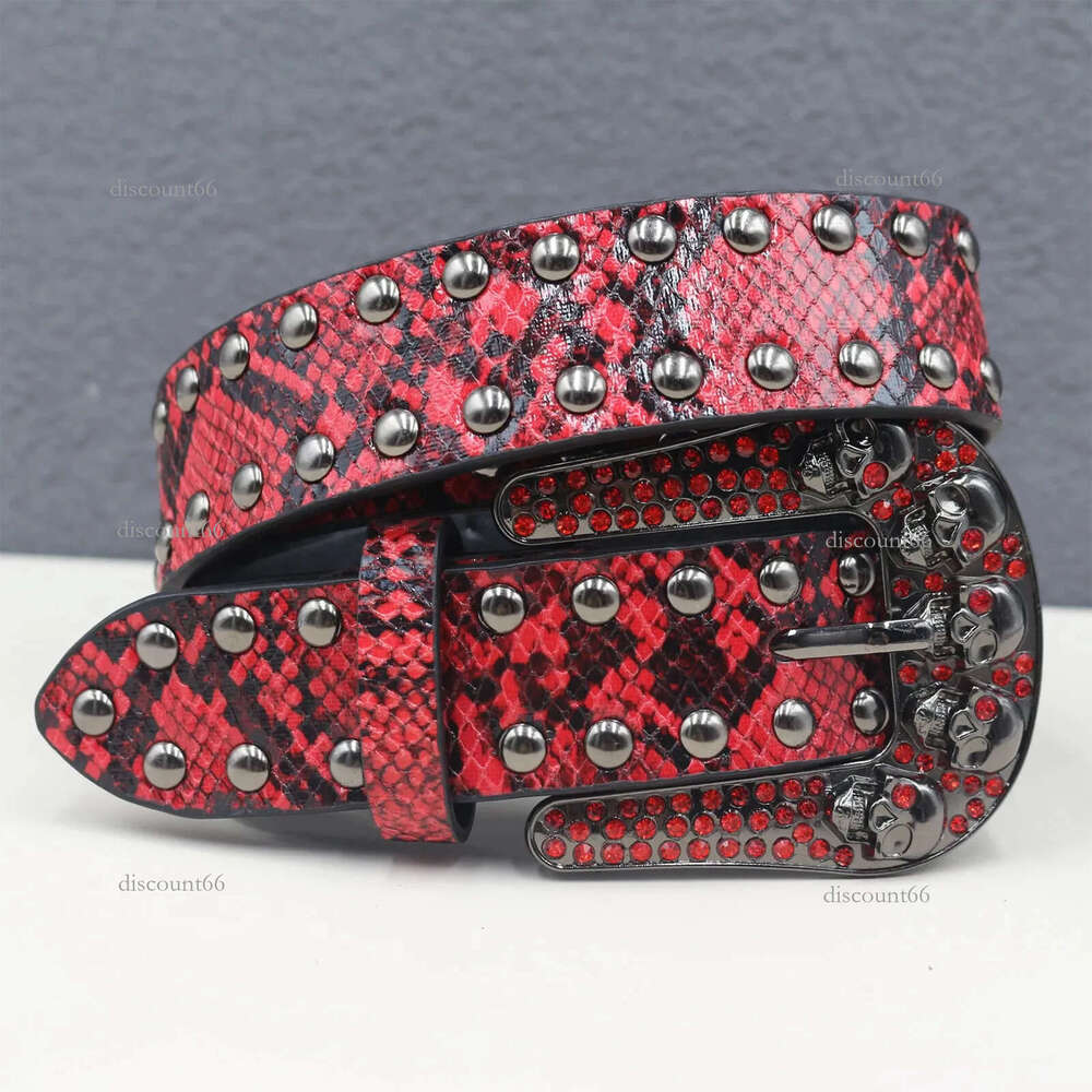 Snake pattern rivet skull Womens Large size Punk Hip Hop Rock Style Subculture Y2K Belt for Men and Women 250520
