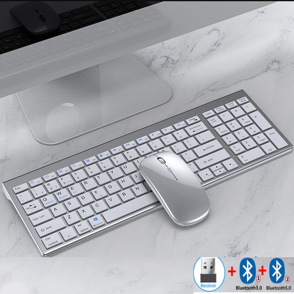 Jomaa Slim Rechargeable Bluetooth Set for Laptop Computer 2.4G USB Wireless Keyboard and Mouse Combo