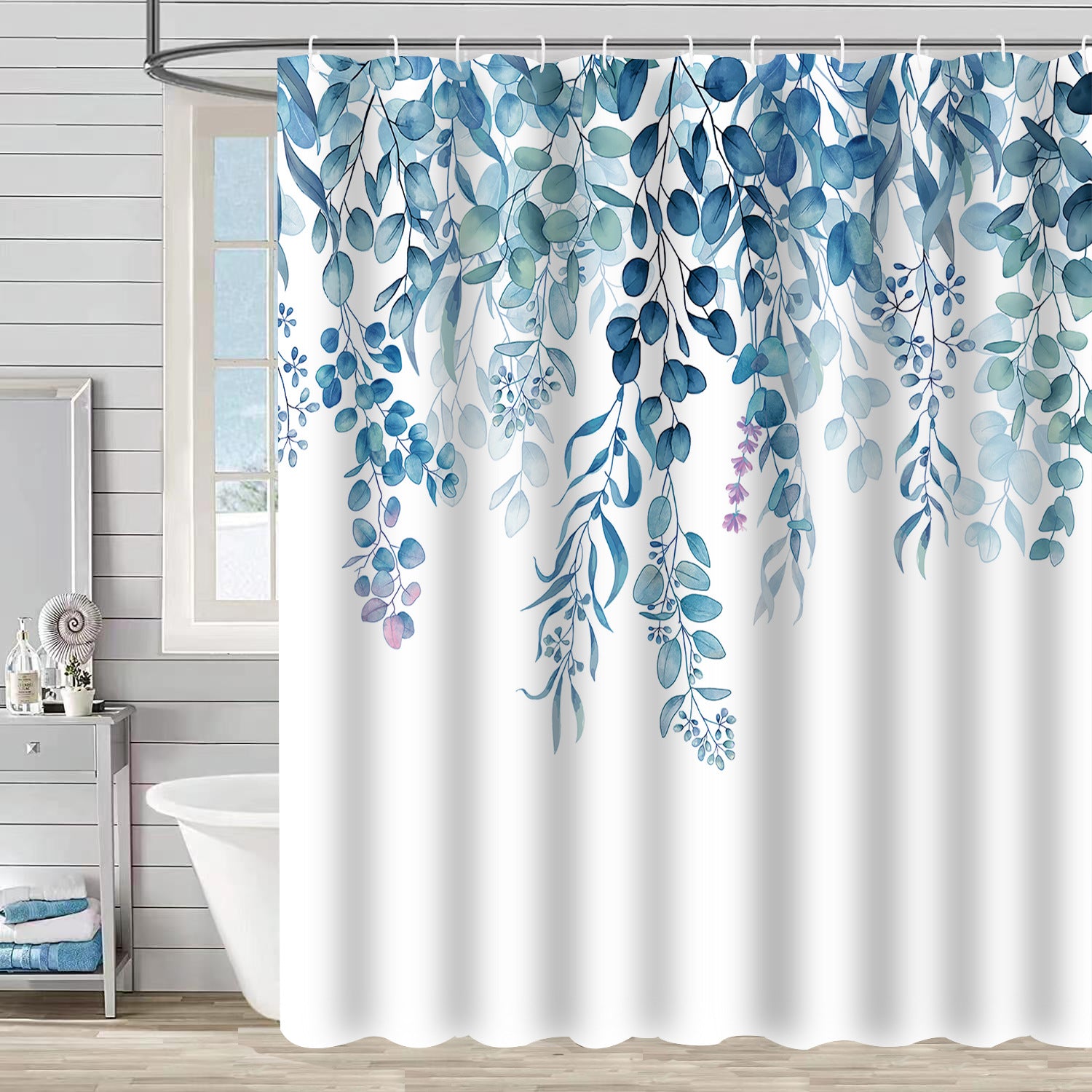 YL-37193 digital shower curtain cross-border plant flower waterproof polyester bathroom four-piece set dry and wet separation moisture-proof