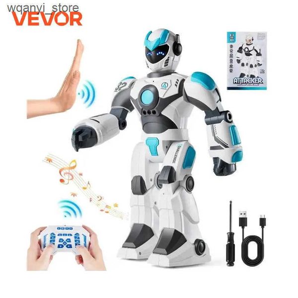 Electronics Robots VEVOR RC Robot Toy Mechanical Combat Police Early Education Intelligent Robot Electric Singing and Dancing Childrens Birt