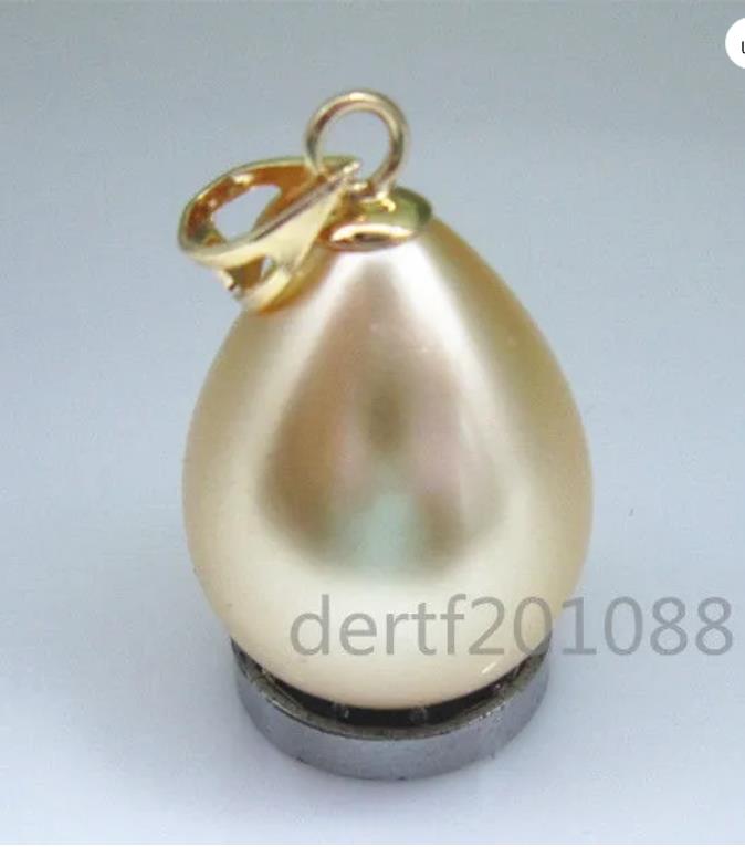 HOT AAA 14mm SOUTH SEA golden Shell Pearl Pendant-Necklace 14K