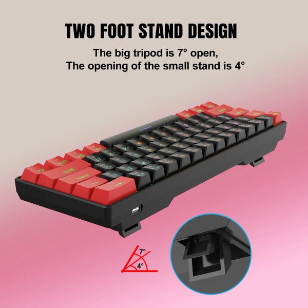 HXSJ V900 Mechanical Keyboard USB Mini 61-key Gaming Keyboard Blue Switche RGB Backlight Wired Gamer Keyboard for Computer PC