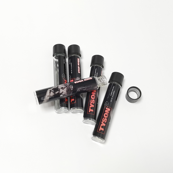 Glass Pre Roll Tube 115mm packaging tubes and 5 options stickers Children resistant cap heat shrink wrap