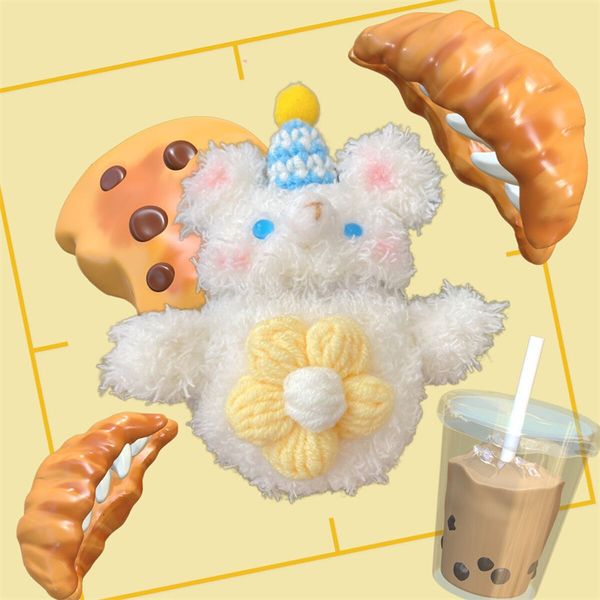 ddmygifts Plush Yellow Flower Hat Rabbit Bluetooth Earphone Protective Cover Pro2-3 Generation Anti Drop Soft Female Suitable A