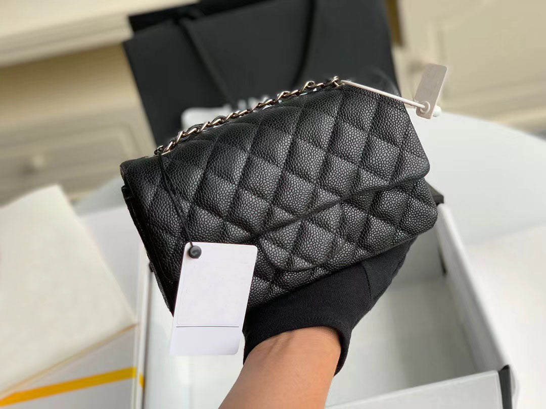 10A Top Tier Luxury Designer Shoulder Bag 20cm Mini Square Flap Bag Mirror Quality Women Real Leather Caviar Lambskin Quilted Classic Purse Gold Cha