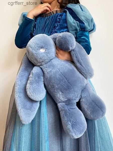 Stuffed Plush Animals 65cm Oversized Rex Rabbit Fur Dolls Pillow Cute Long Ears Real Hair Bunny Plush Toys for Children Girls Birthday Prese