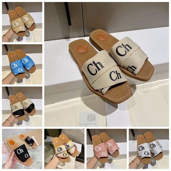Free Shipping luxury Sandals Woody Mule Flat Slippers Designer Canvas Slippers Sandals Women&#039;s Letter Sandals Casual Thick Soled Mesh S