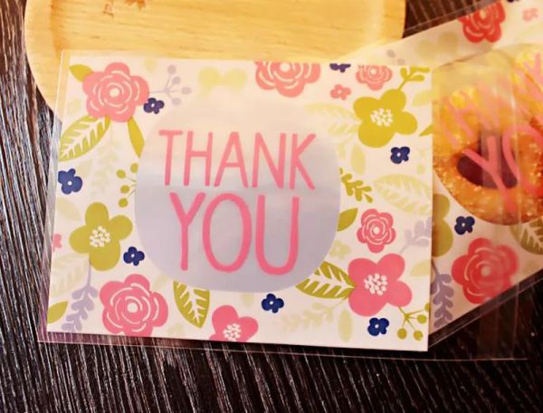 400pcs-lot Self Adhesive Seal bakery bread plastic wrap bag ,10x13cm gift bags, cute thank you flowers cookies candy Party packing LL