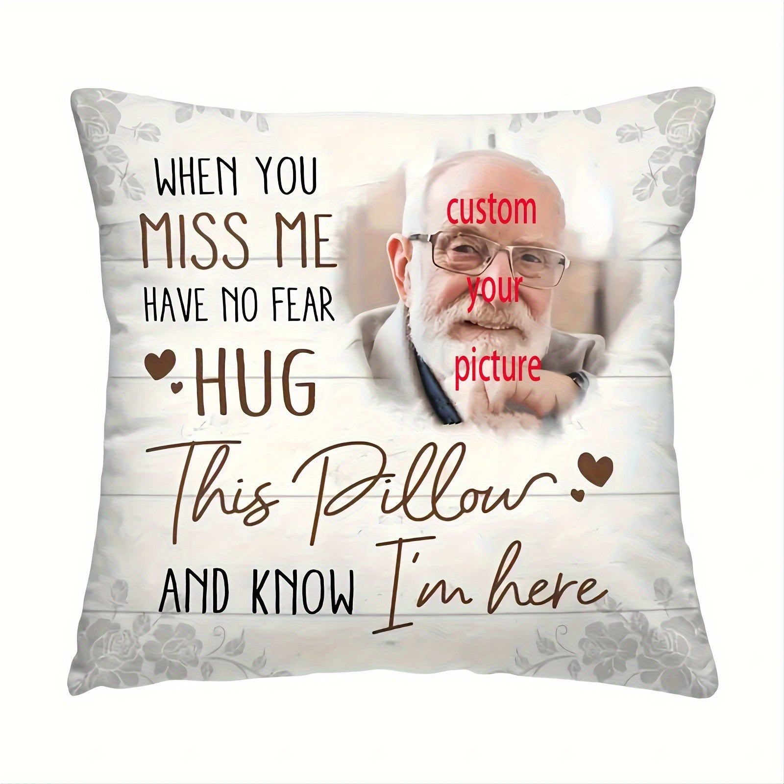 TEMU 1pc, Ultra Soft Short Plush, Souvenir Custom 18x18 Inch Ultra Soft Short Plush Throw Pillow Photo When You Miss Me (no Pillow Core)