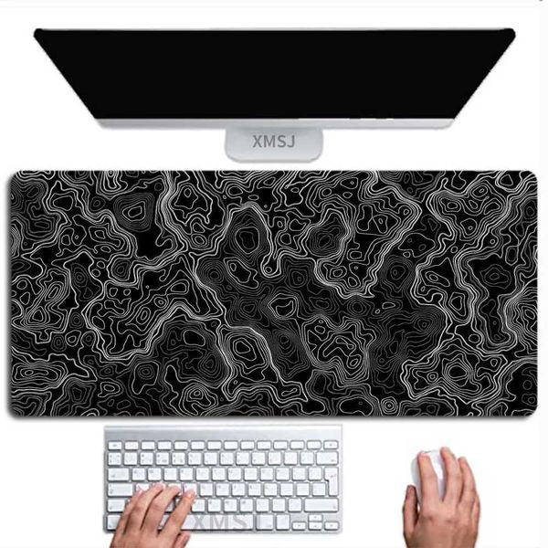 Mouse Pads Wrist Rests Art Earth Ripple Black Mouse Pad 90X40 Desktop Protector Mat Computer Mat Wave Figure Deskmat Office Keyboard Carpet