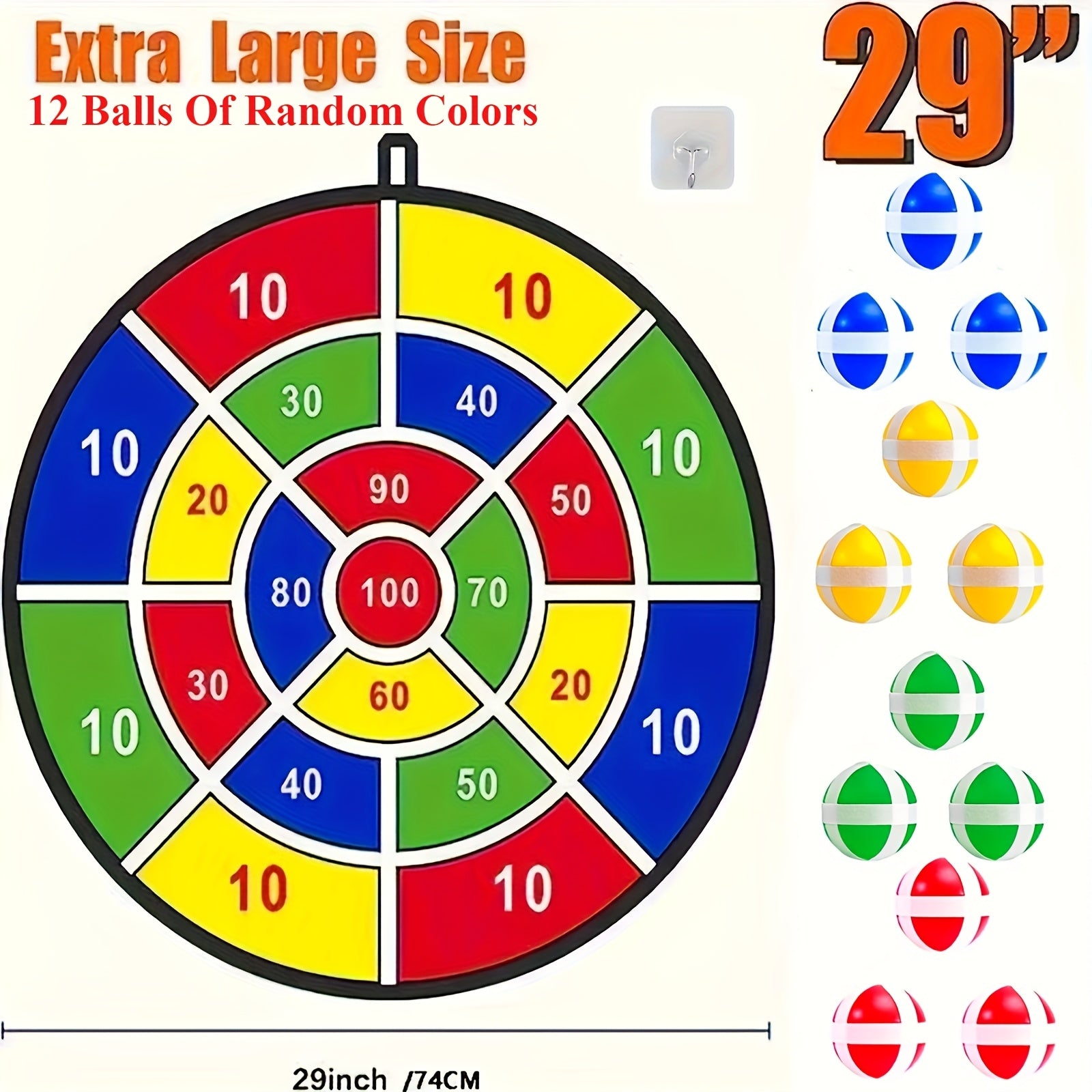 TEMU []29" Large Dart Board For Kids, Kids Double-sided Dart Board With Sticky Balls And Darts, Indoor- Outdoor Game Toys, Gifts For Boys