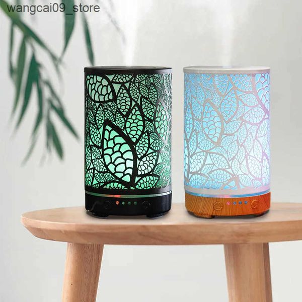 Humidifiers Aroma Diffuser Iron Hollow Leaves Ultrasonic Air Humidifier Desktop Humidifier Smart Home Appliances Room Decor with Led Light J