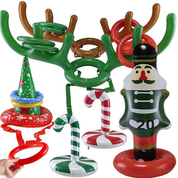 Christmas Games Ring Toss Inflatable Reindeer Antler-Candy Cane- Nutcrackers Ring Toss Game Christmas Party Decorations FavorsXJ241029