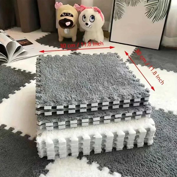 tra Soft Fluffy Mat 10 Pcs - Color Block P able Carpet Thin Bedside Area Rugs Pstine Runner rugs Wih GtaT250121