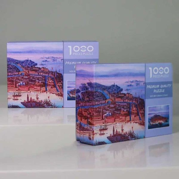 Puzzles 38*26cm Adult 1000 pcs Mini Jigs Puzzle Aquatic City Beautiful Landscape Paintings Stress Reducing Toys Christmas Gifts