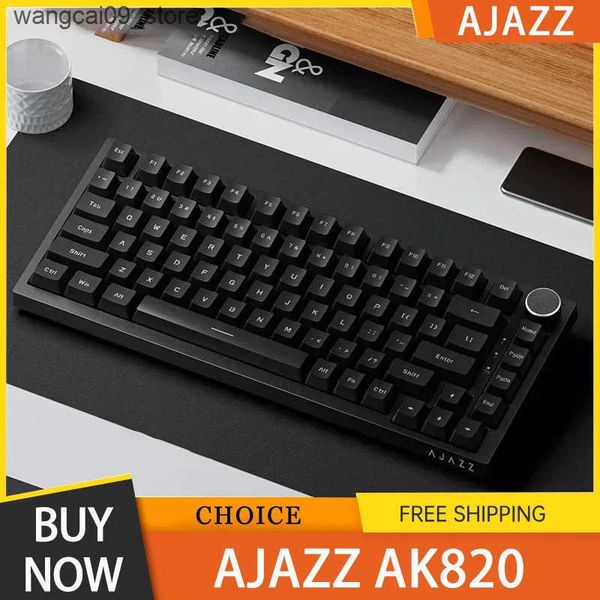 Keyboards Ajazz Ak820 Mechanical Keyboard Customized Wired Hot Swaoft Gasket Structure Optional Rgb Backlit 75% Portable for gift J241218
