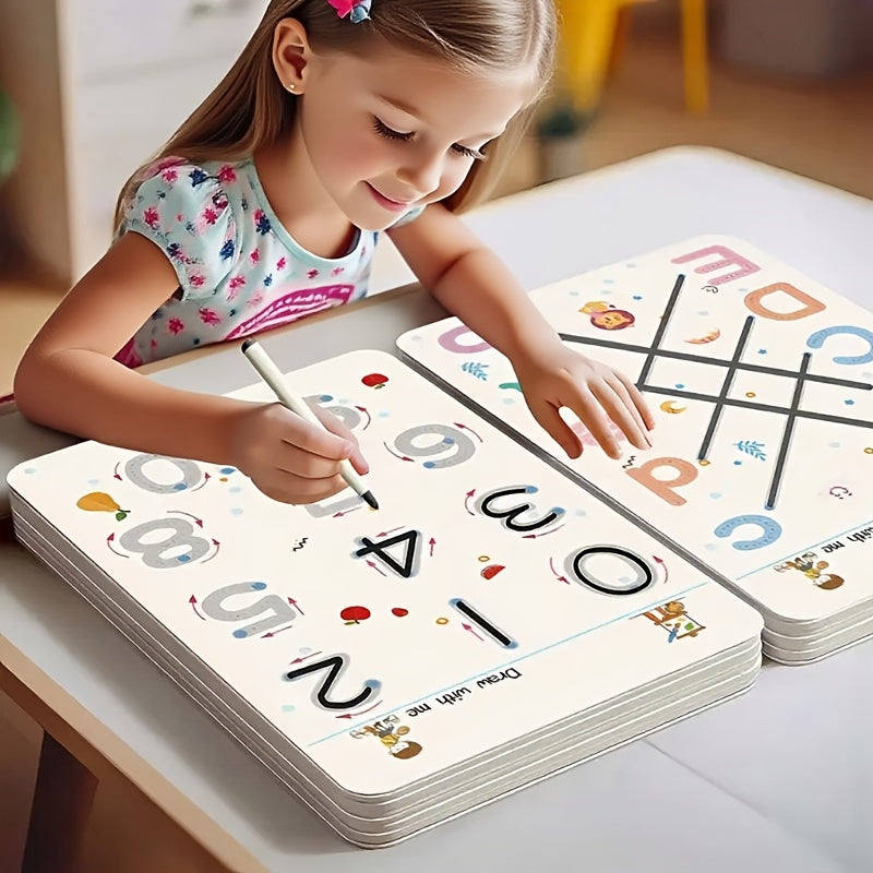 TEMU 128-page Notebook & 10 Reusable Pens Bundle - Preschool & Homeschool Learning Set With Number Tracing, Alphabet Writing, Coloring, Drawing