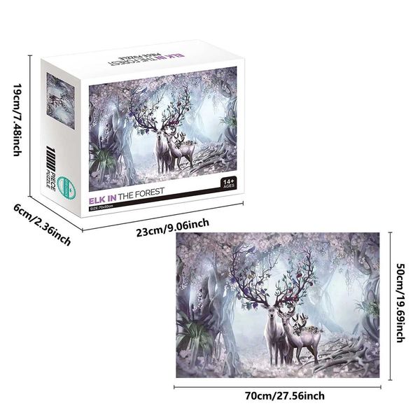 Puzzles 1000 Pieces Elk In The Forest Jigs Puzzles for Adults Home Decor Games Family Fun Floor Puzzles Educational Toys for Kids