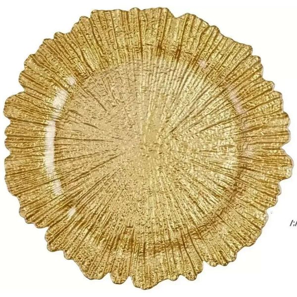 13Inch Plastic Wholesale Underplate Reef Gold Charger Plates For Wedding
