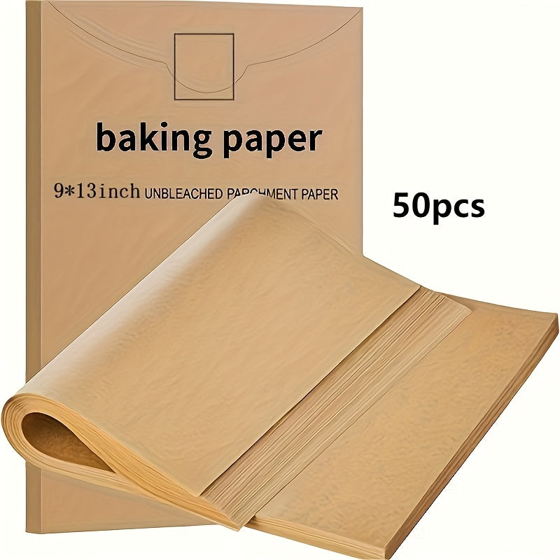 TEMU 50-100pcs Parchment Paper Baking Sheets, 9 X 13 Inch, Pre-cut Parchment Sheets For Baking, Cooking, Grilling, Air Fryer And Steaming -