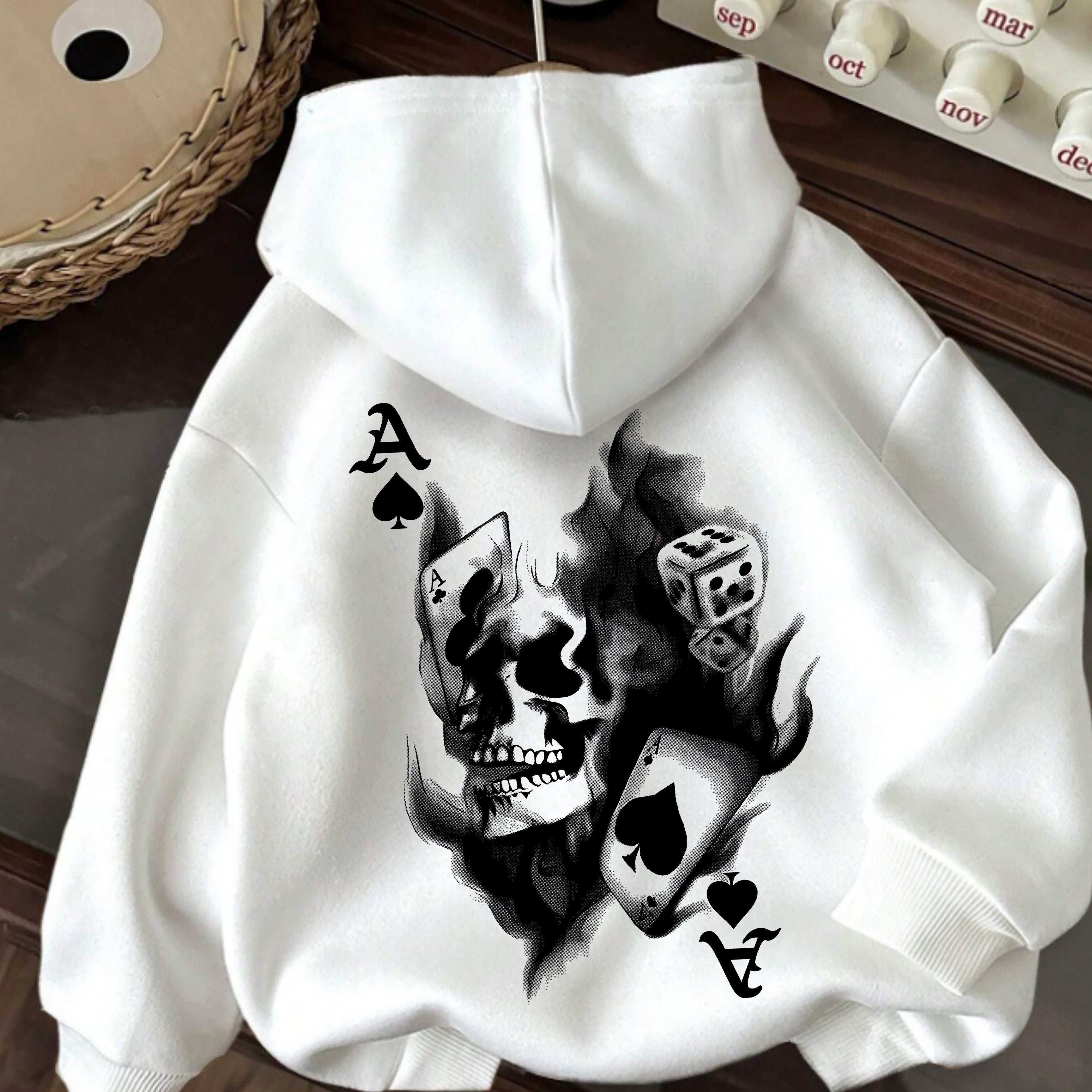 TEMU Women's Casual Hooded Sweatshirt With Graphic Print, 100% Polyester Knit Fabric, Heart Pattern, Drawstring Hoodie, 250gsm - Cozy Winter & Fall