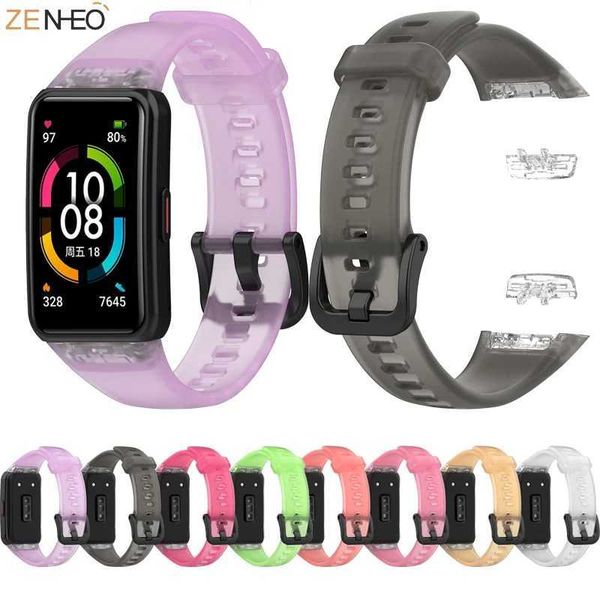 Transparent candy color Soft Silicone Sport Strap For Huawei Honor Band 6 Smart Wristband Replacement Straps for Huawei Band 6 Z240824