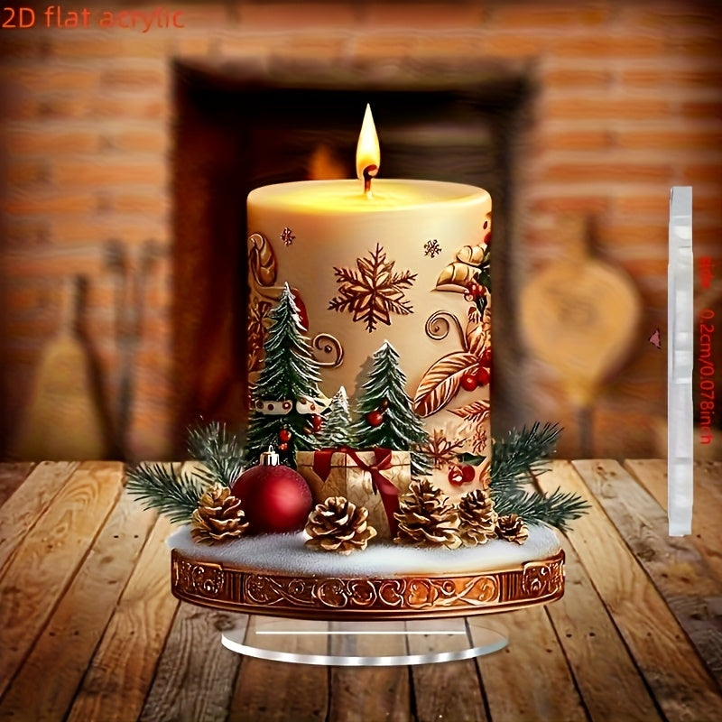 TEMU 2d Flat, 2d Flat Bohemian Acrylic Crystal Christmas Candlestick- For Home, Office And Bookstore Decoration | Ideal Holiday Desktop Display And