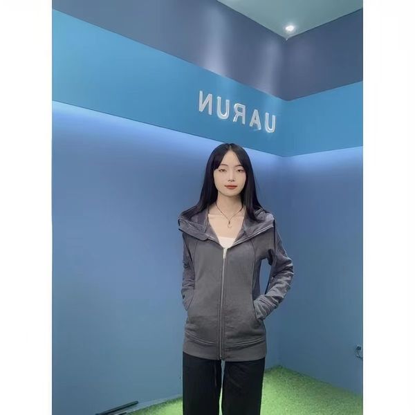 ALLULUSLEMONS and Winter Autumn Women&#039; Long Slimfit Wear Rope Zipper Hoodie P Cahmere Warm Sport Caual Yoga Coat