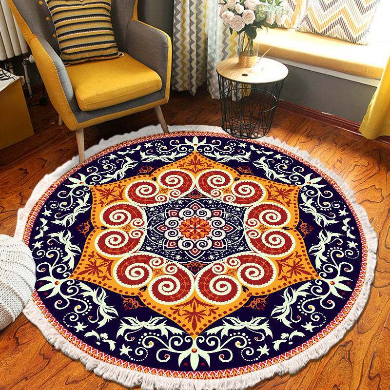 New Ethnic Living Room Bedroom coffee table Designer floor mat Wholesale fringe designer round carpet