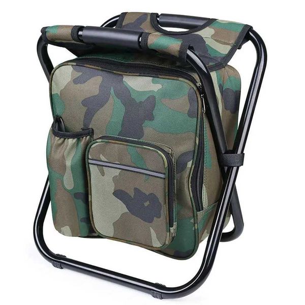 YFASHION portable folding fishing chair stool with cooler insulation bag backpack used for outdoor camping travel beach barbecueW241111