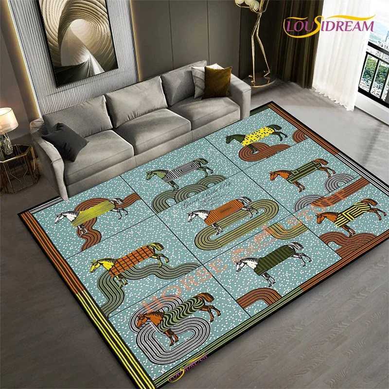 Luxurious Fashion Ethnic Frame Horse Carpet Living Room bedroom yoga rugs kitchen Door Kids UnSlip Mats Alfombra birthday gift Poster Mat Y250908asw