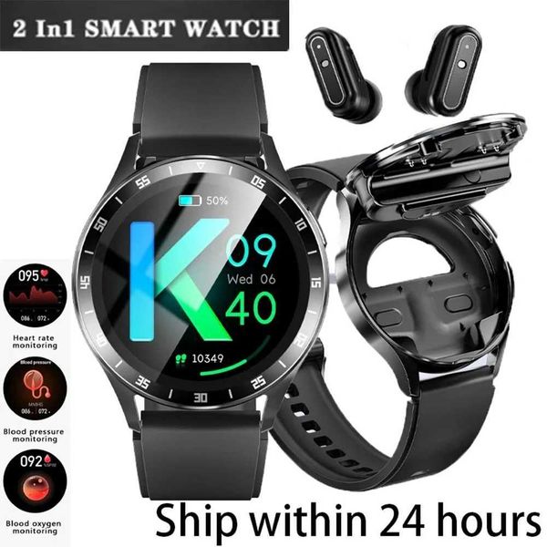 Smart Watches 2-in-1 smartwatch with TWS Bluetooth earphones heart rate and blood pressure monitors new sports and fitness watch J240913