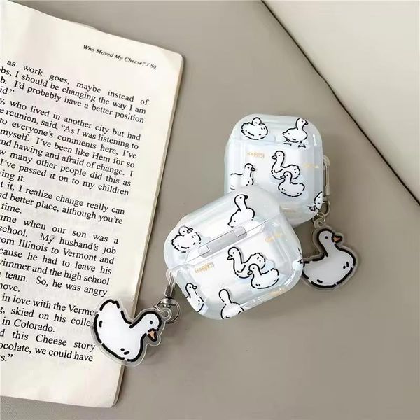 Cute Duck Cases For Apple Airpods Pro 2nd Bluetooth Headphone Cover Keychain girl For AirPods 1 2 3 Protective Case Ins soft Headphone case