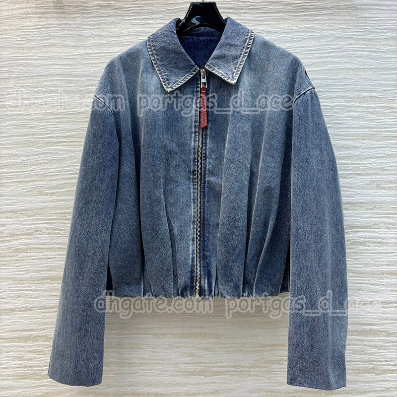 Luxury Brand Baseball Denim Jackets Women Designer Leather Lapel Cropped Trucker Jacket Spring Street Style Stylish Washed Jean Outerwear